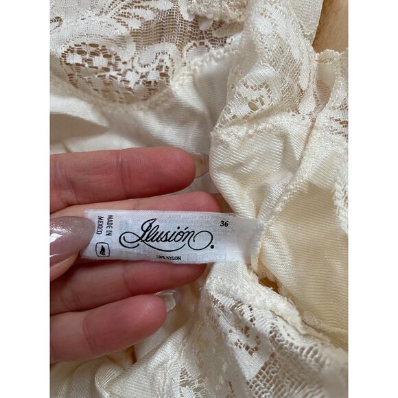 Vintage 90s Y2K Illusion Lace Cami Coquette Fairycore Feminine Lingerie Top S - Picture 4 of 7